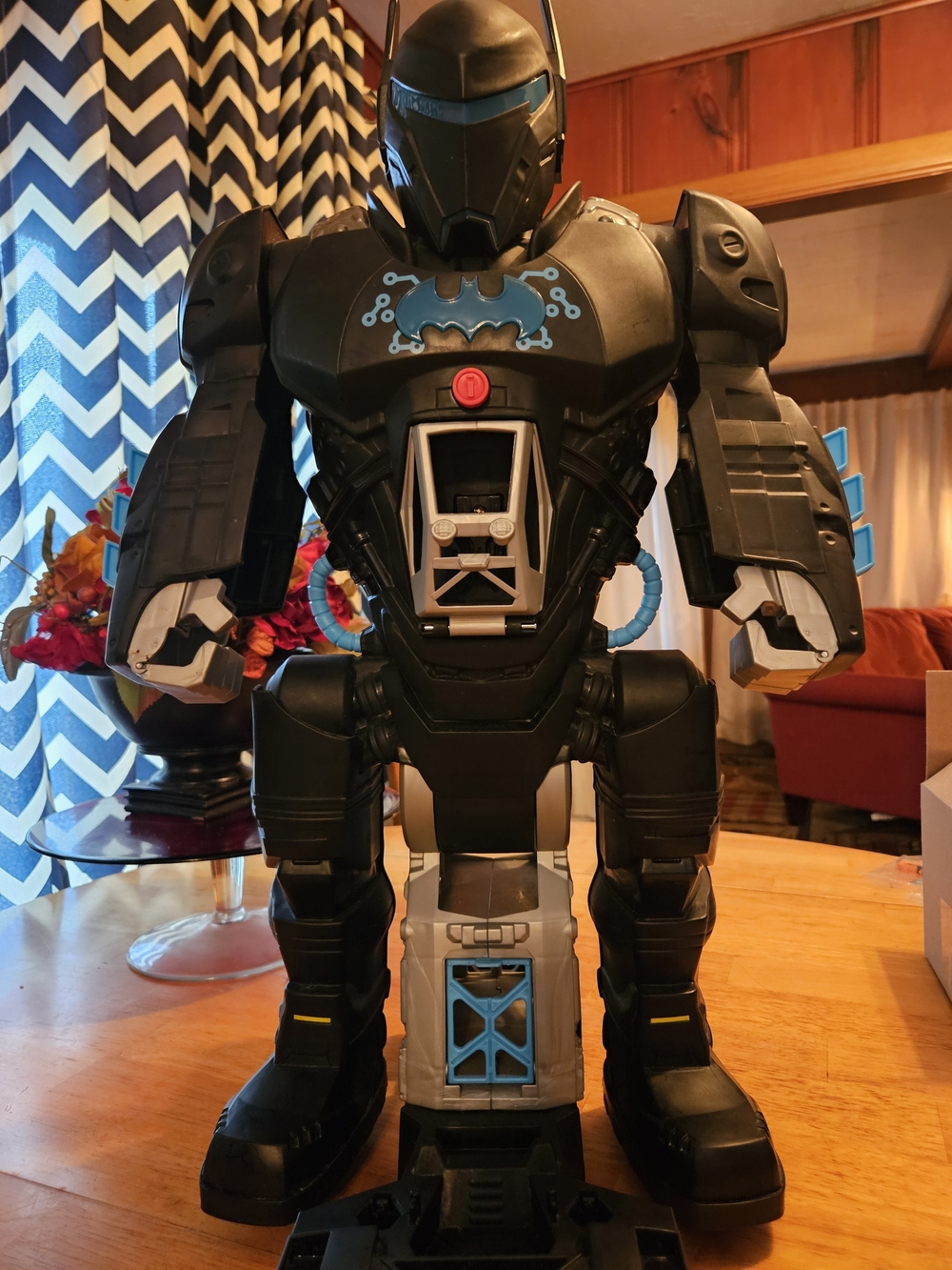 Black and Blue Bat-Themed Electronic Robot Toy